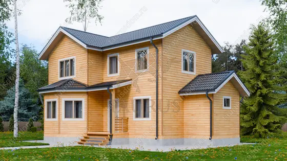 Двухэтажный дом из бруса П-1506