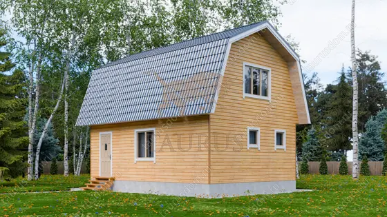 Баня из бруса с мансардой ПБ-66