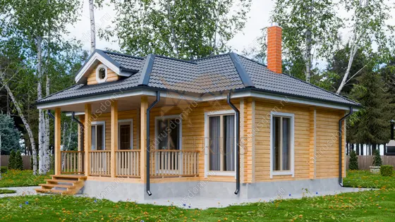 Полутораэтажная баня из бруса ПБ-21
