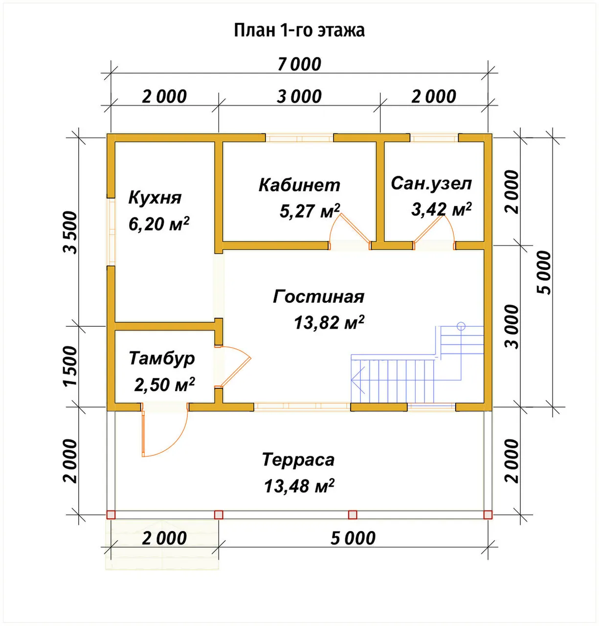 Полутораэтажный дом из бруса П-1292 - планировка 1