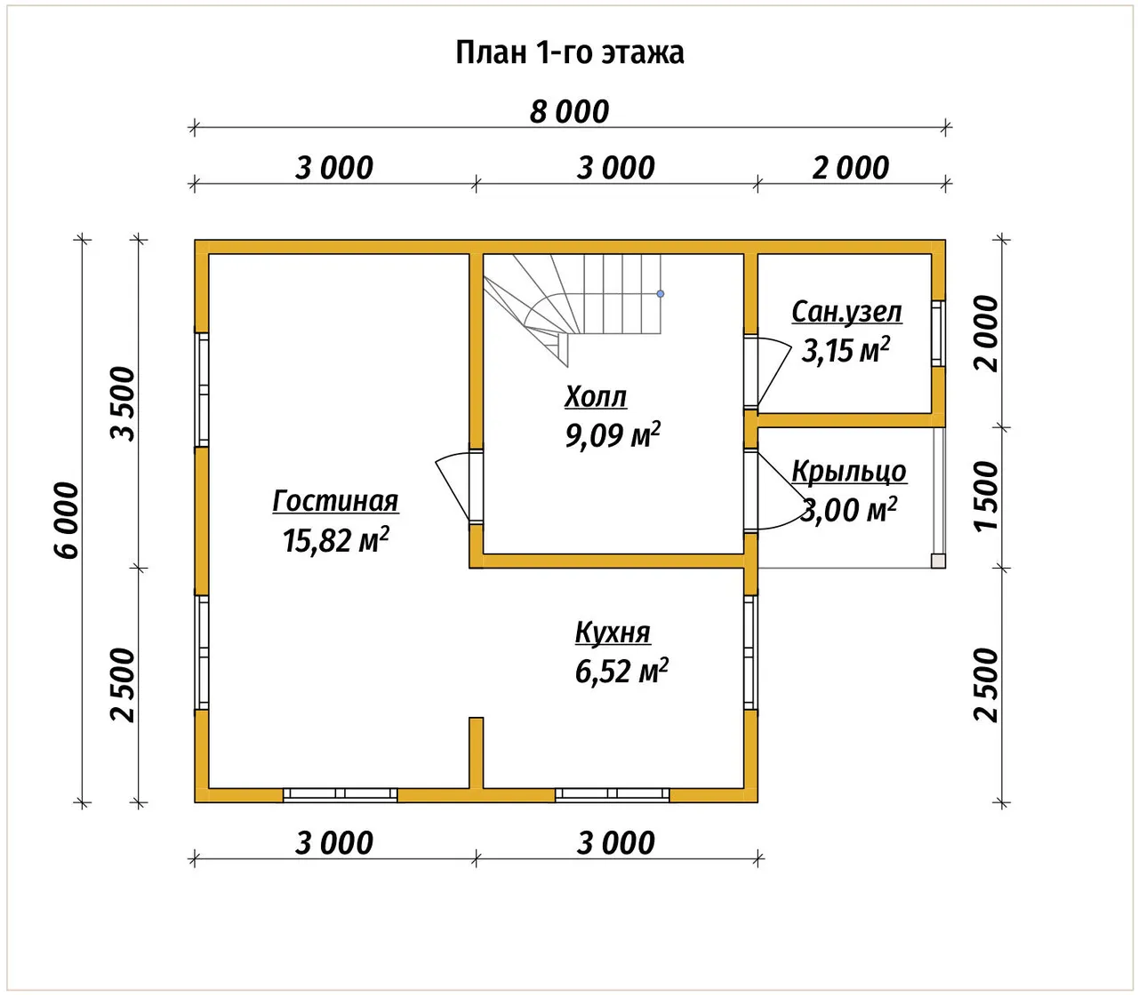 Дом из бруса с мансардой П-595 - планировка 1