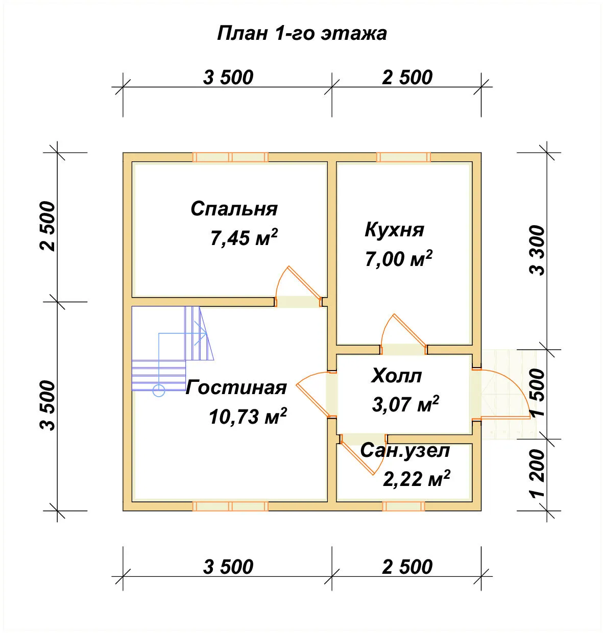 Дом из бруса с мансардой П-508 - планировка 1