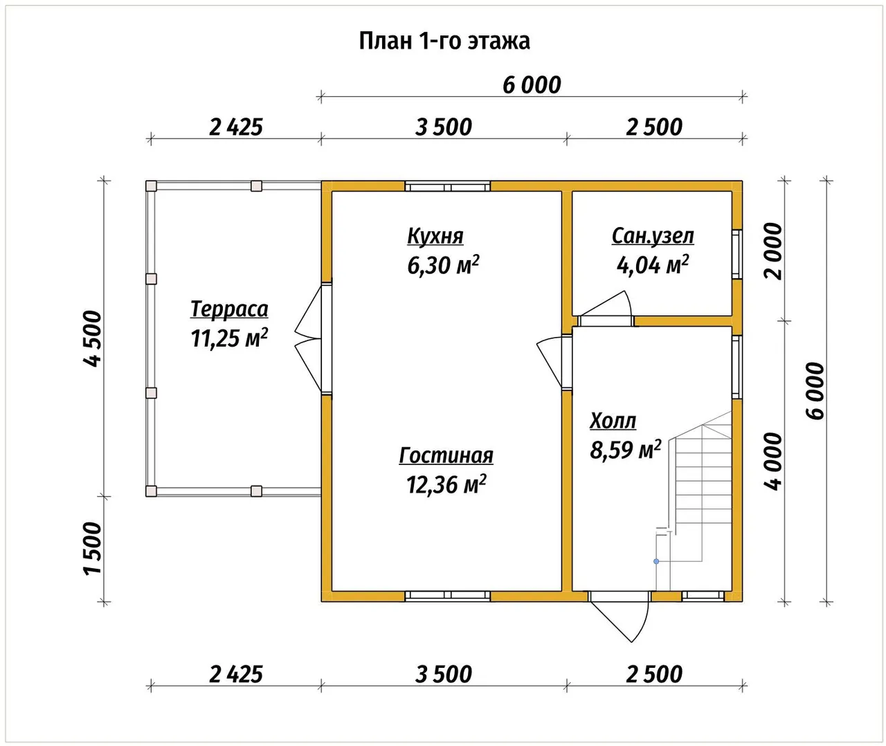 Дом из бруса с мансардой П-501 - планировка 1